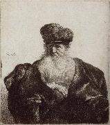 REMBRANDT Harmenszoon van Rijn Old Man with Beard,Fur Cap and Velvet Cloak Germany oil painting artist